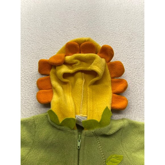 Little Me Baby Fleece Green Sunflower Costume Coverall With Hood 9 Months  #7061 - Picture 3 of 6
